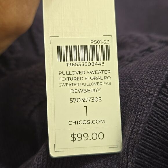 Chico's Purple Floral Pullover Knit Sweater  1 - Picture 8 of 8
